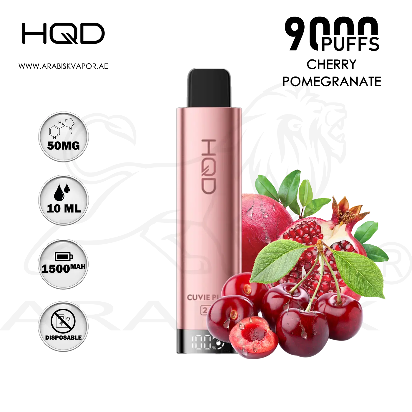 hqd 9000 cuvie plus 2.0 HQD CUVIE PLUS 2.0 9000 PUFFS 50MG - CHERRY POMEGRANATE