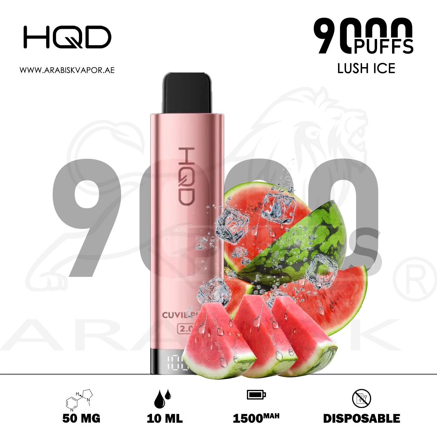 HQD CUVIE PLUS 2.0 9000 PUFFS 50MG - LUSH ICE