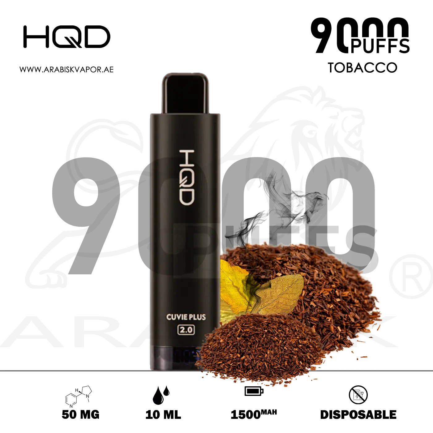 HQD CUVIE PLUS 2.0 9000 PUFFS 50MG - TOBACCO