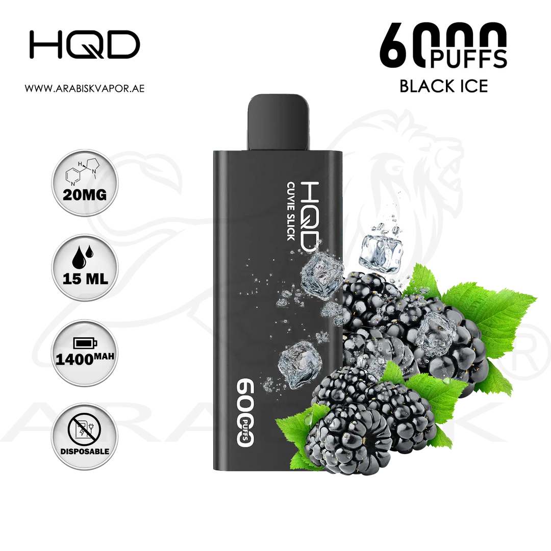 HQD CUVIE SLICK 6000 PUFFS 20MG - BLACK ICE Arabisk Vape HQD CUVIE SLICK 6000 PUFFS 20MG - BLACK ICE Arabisk Vape