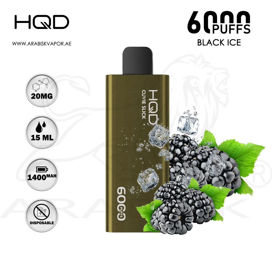 HQD CUVIE SLICK 6000 PUFFS 20MG - BLACK ICE Arabisk Vape HQD CUVIE SLICK 6000 PUFFS 20MG - BLACK ICE Arabisk Vape