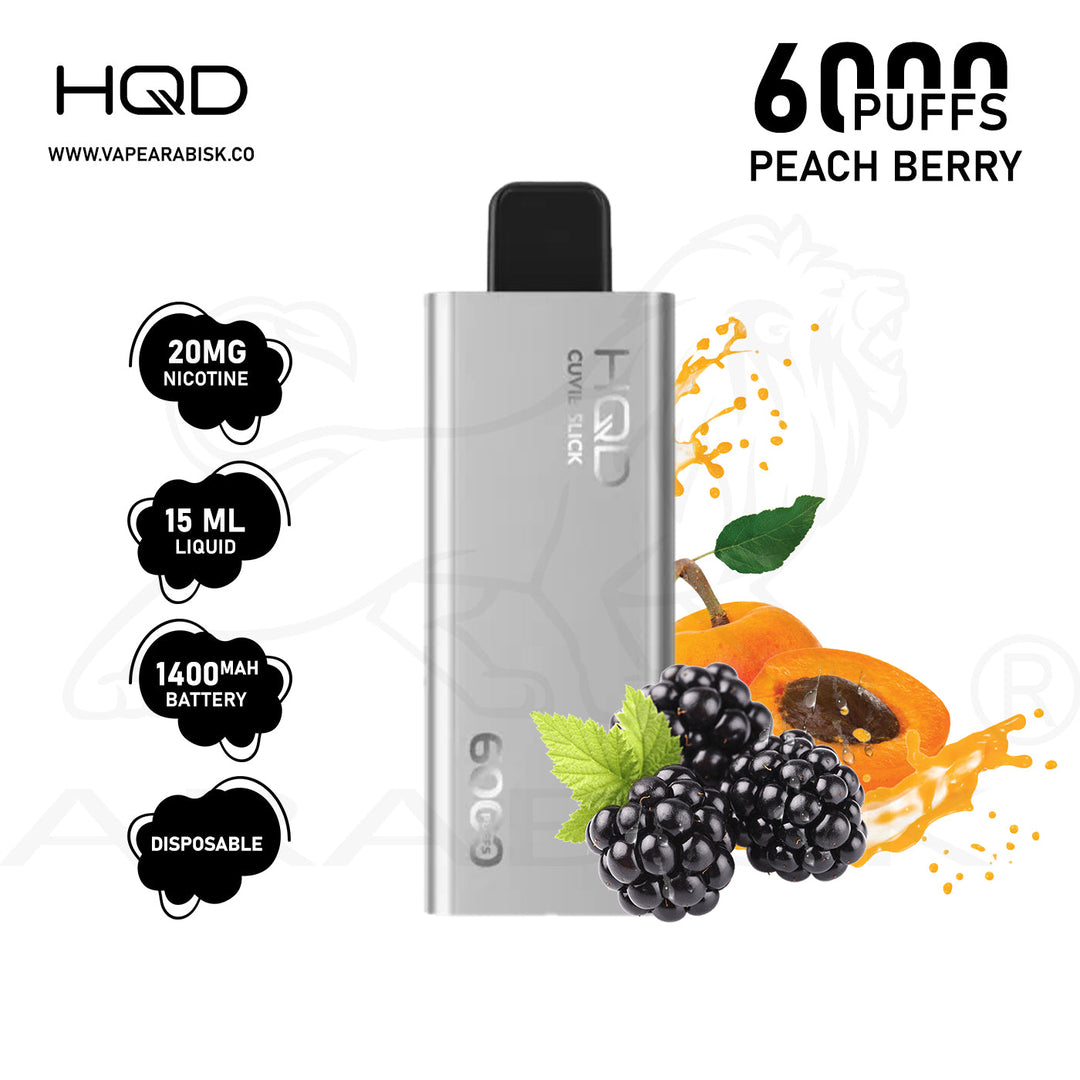 HQD CUVIE SLICK 6000 PUFFS 20MG - PEACH BERRY 