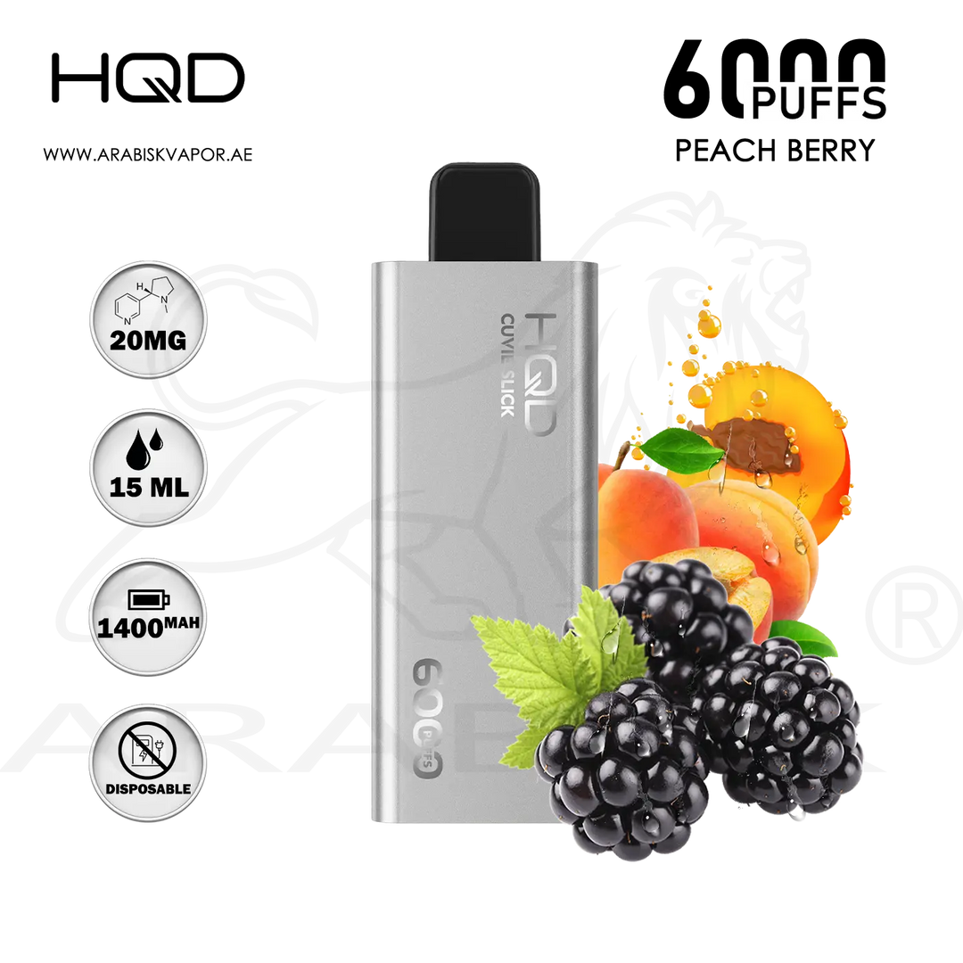 HQD CUVIE SLICK 6000 PUFFS 20MG - PEACH BERRY Arabisk Vape HQD CUVIE SLICK 6000 PUFFS 20MG - PEACH BERRY Arabisk Vape