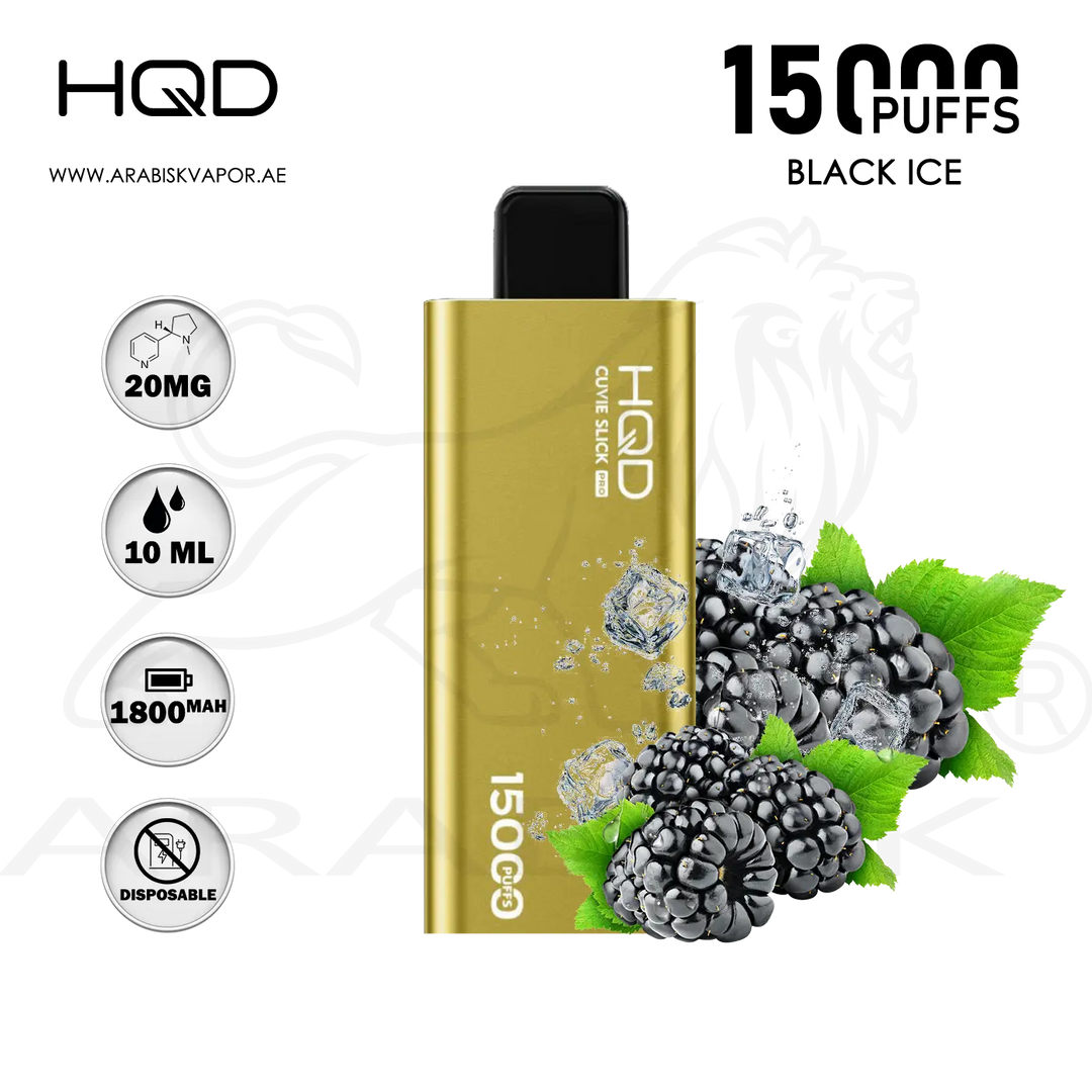 HQD CUVIE SLICK PRO 15000 PUFFS 20MG - BLACK ICE Arabisk Vape HQD CUVIE SLICK PRO 15000 PUFFS 20MG - BLACK ICE Arabisk Vape