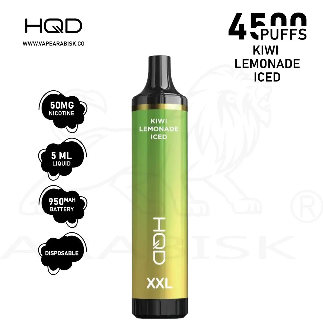 HQD XXL 4500 PUFFS 50MG - KIWI LEMONADE ICED HQD