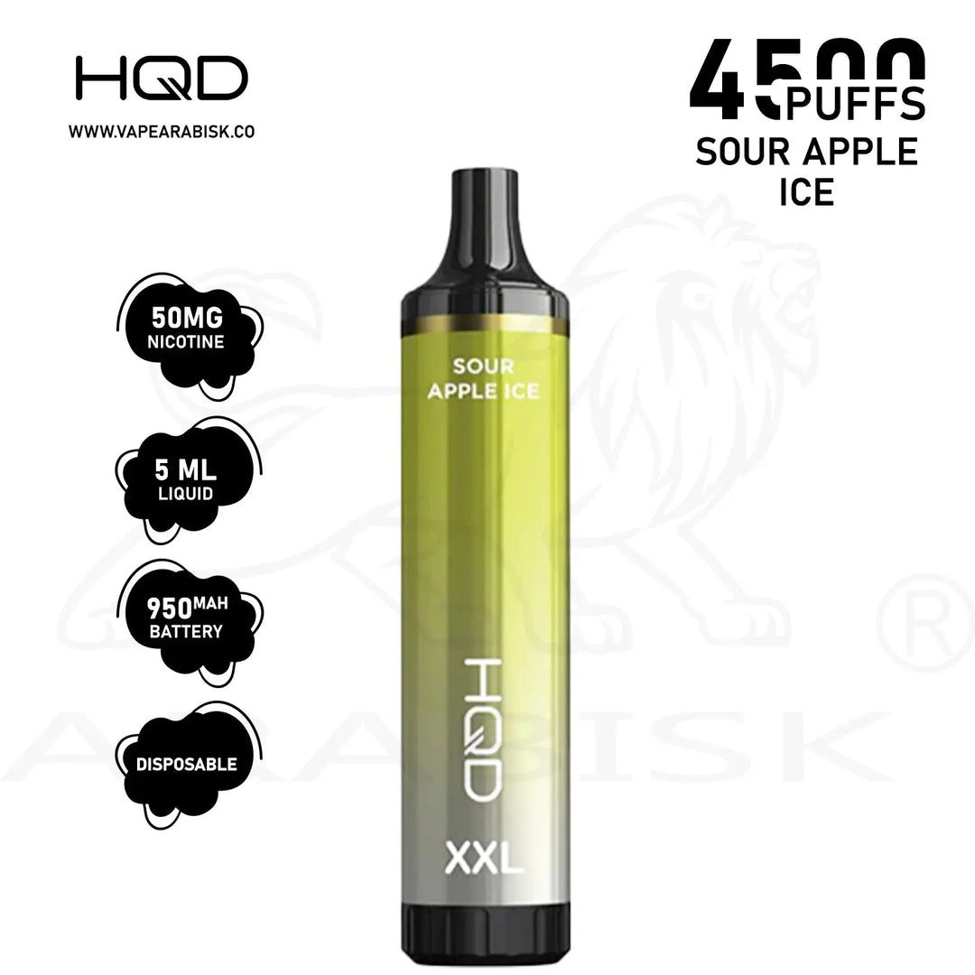 HQD XXL 4500 PUFFS 50MG - SOUR APPLE ICE HQD