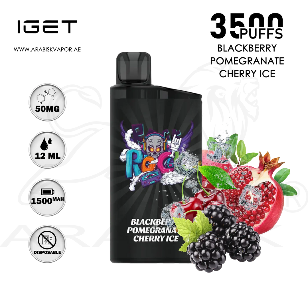 IGET BAR DEVICE 3500 PUFFS 50MG - BLACKBERRY POMEGRANATE CHERRY ICE Arabisk Vape IGET BAR DEVICE 3500 PUFFS 50MG - BLACKBERRY POMEGRANATE CHERRY ICE Arabisk Vape