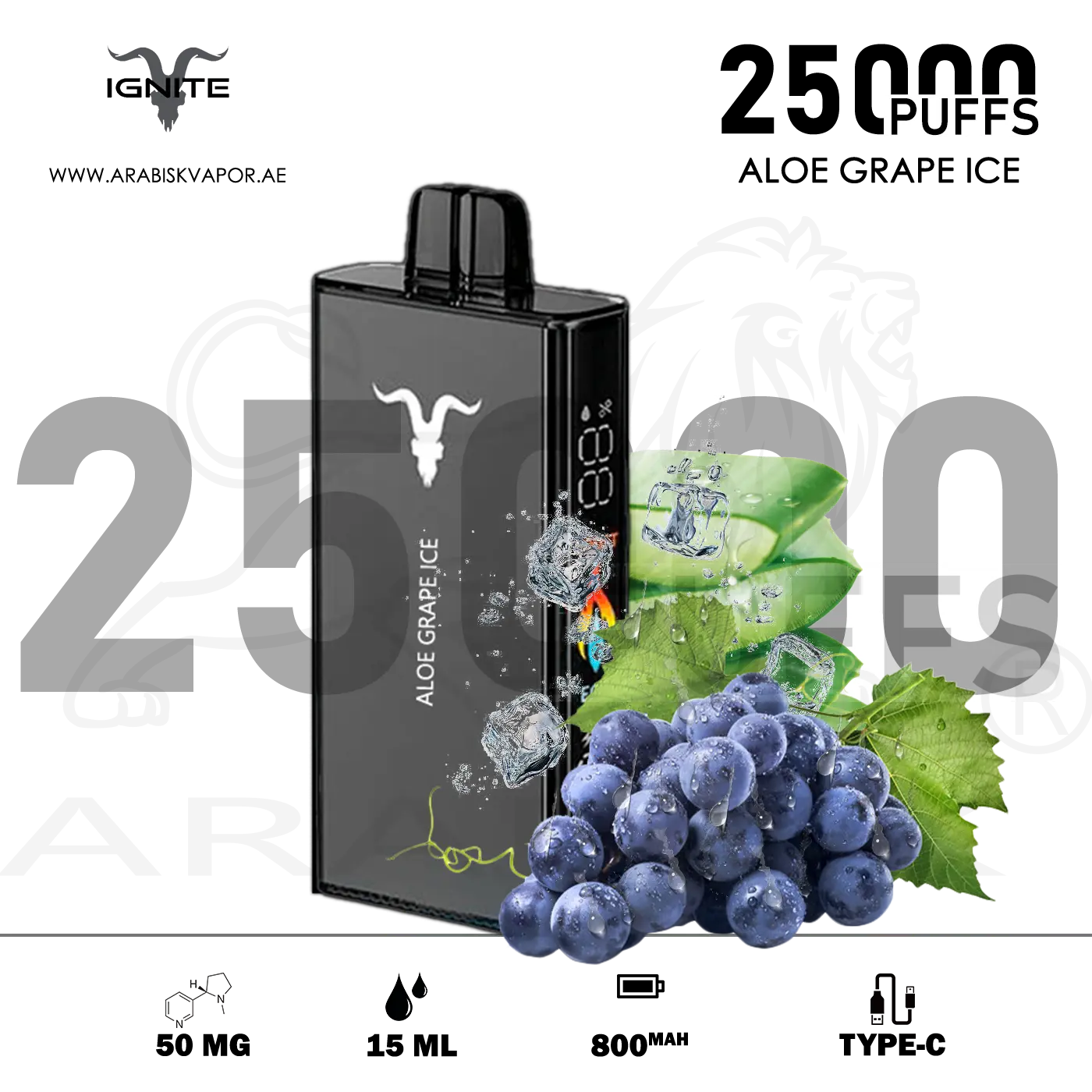 IGNITE V250 25000 PUFFS 50MG - ICY MINT