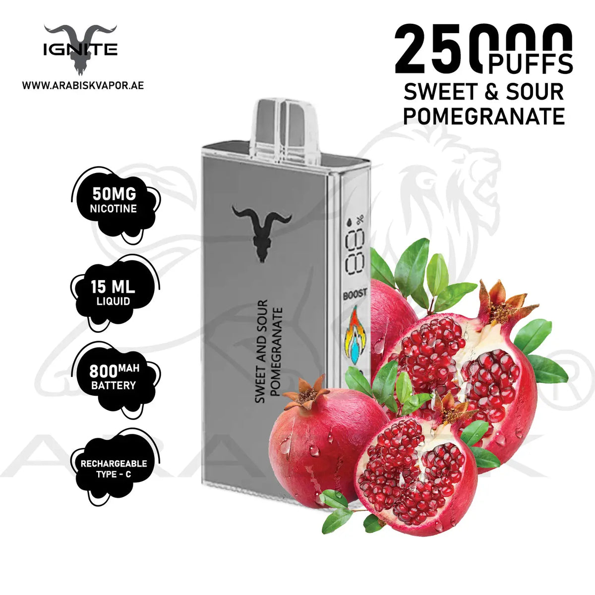 Ignite Sweet IGNITE V250 25000 PUFFS 50MG - SWEET AND SOUR POMEGRANATE | DISPOSABLE ...
