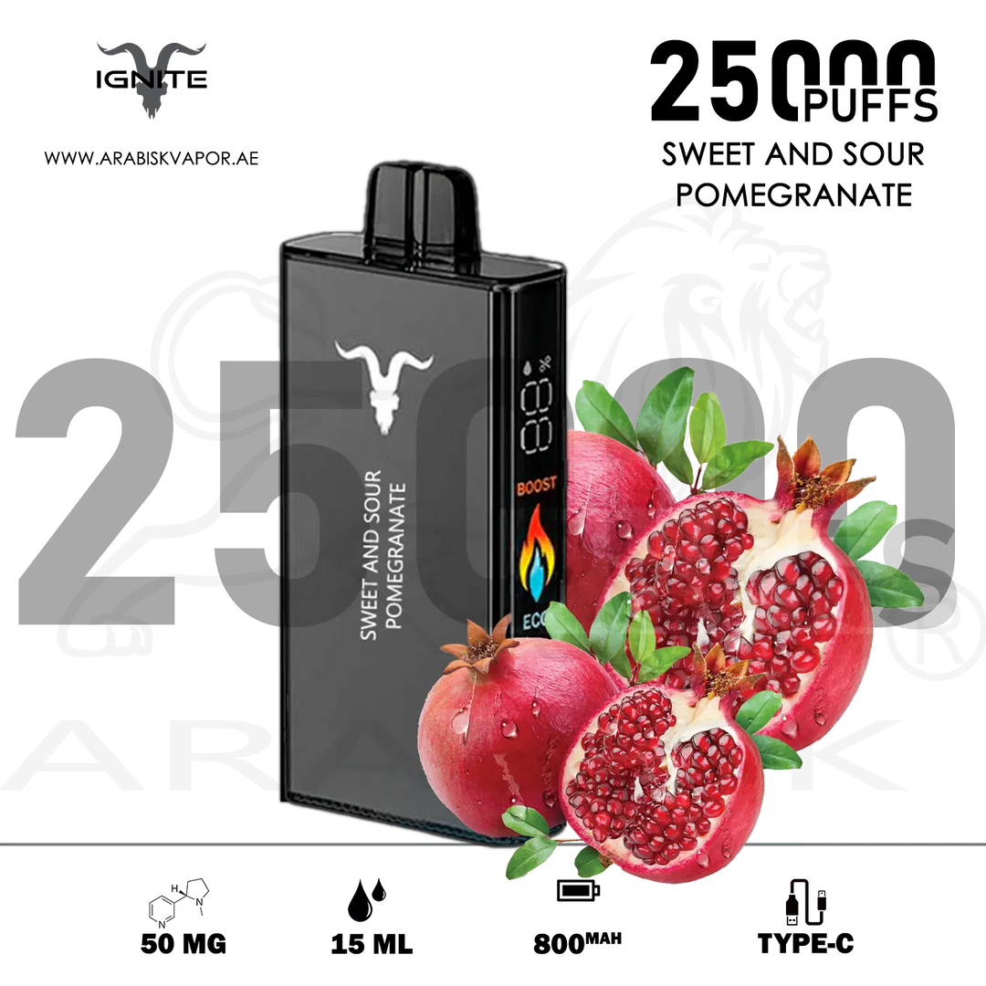 ignite v250 disposable vape IGNITE V250 25000 PUFFS 50MG - SWEET AND SOUR POMEGRANATE