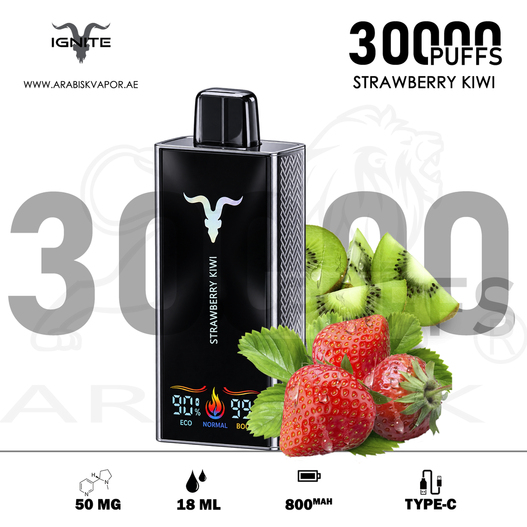 IGNITE V300 30000 PUFFS 50MG RECHARGEABLE VAPE - STRAWBERRY KIWI