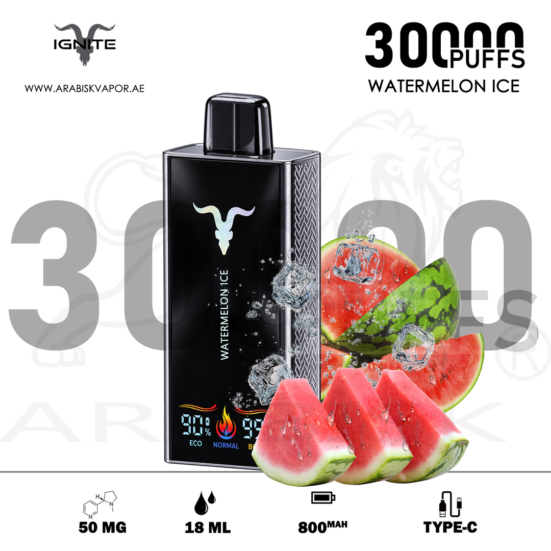 IGNITE V300 30000 PUFFS 50MG RECHARGEABLE VAPE - WATERMELON ICE