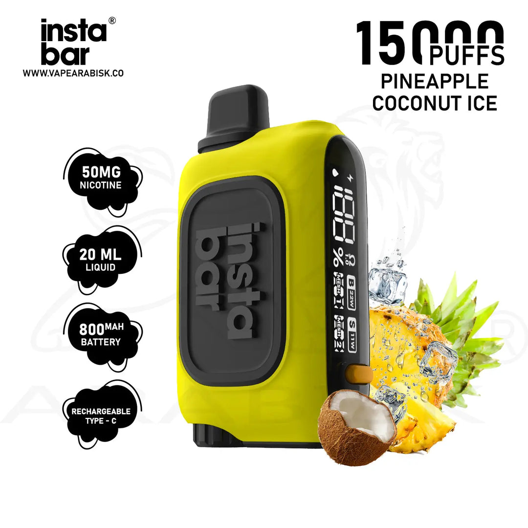 INSTABAR WT15000 PUFFS 50MG - PINEAPPLE COCONUT ICE 