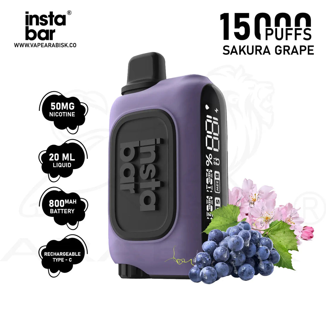 INSTABAR WT15000 PUFFS 50MG - SAKURA GRAPE 