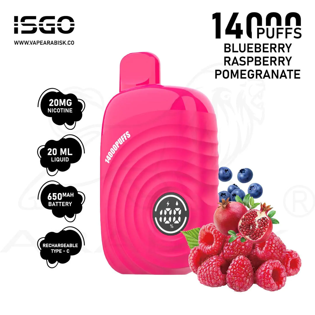 ISGO PARIS 14000 PUFFS 20MG - BLUEBERRY RASPBERRY POMEGRANATE 