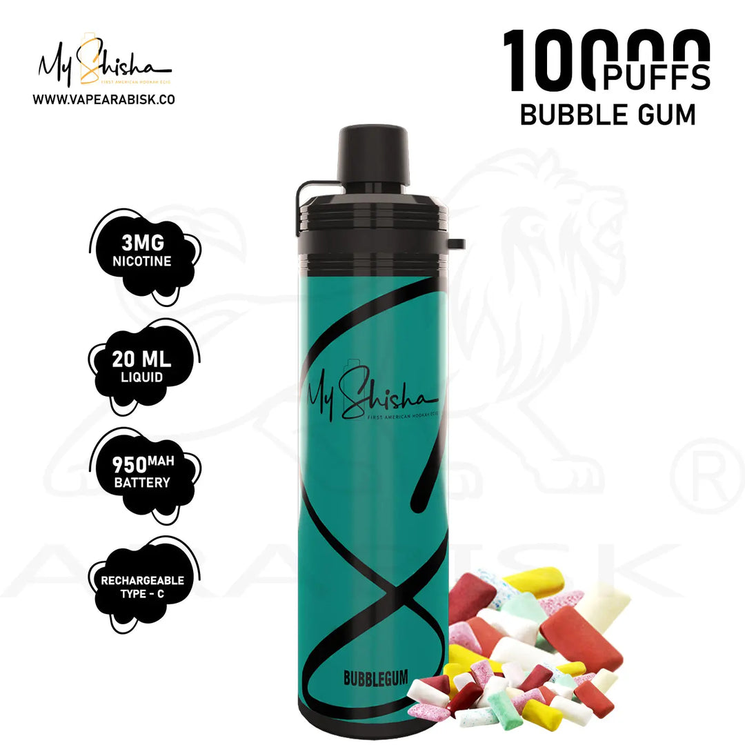 MY SHISHA CLASSIC 10000 MTL PUFFS 3MG - BUBBLEGUM 