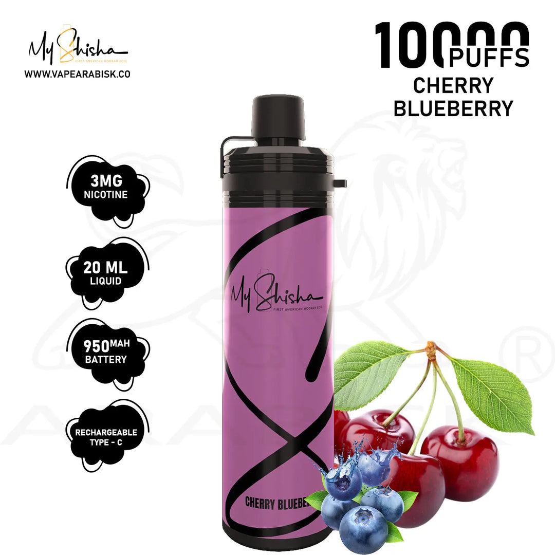 MY SHISHA CLASSIC 10000 MTL PUFFS 3MG - CHERRY BLUEBERRY 