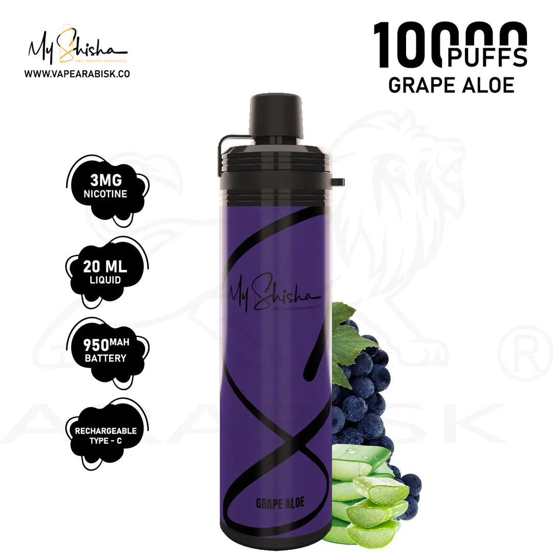 MY SHISHA CLASSIC 10000 MTL PUFFS 3MG - GRAPE ALOE 