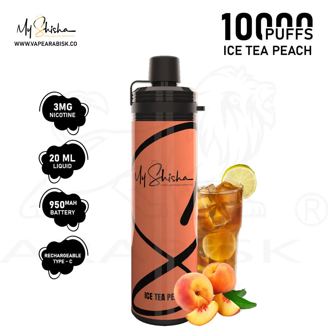 MY SHISHA CLASSIC 10000 MTL PUFFS 3MG - ICE TEA PEACH 