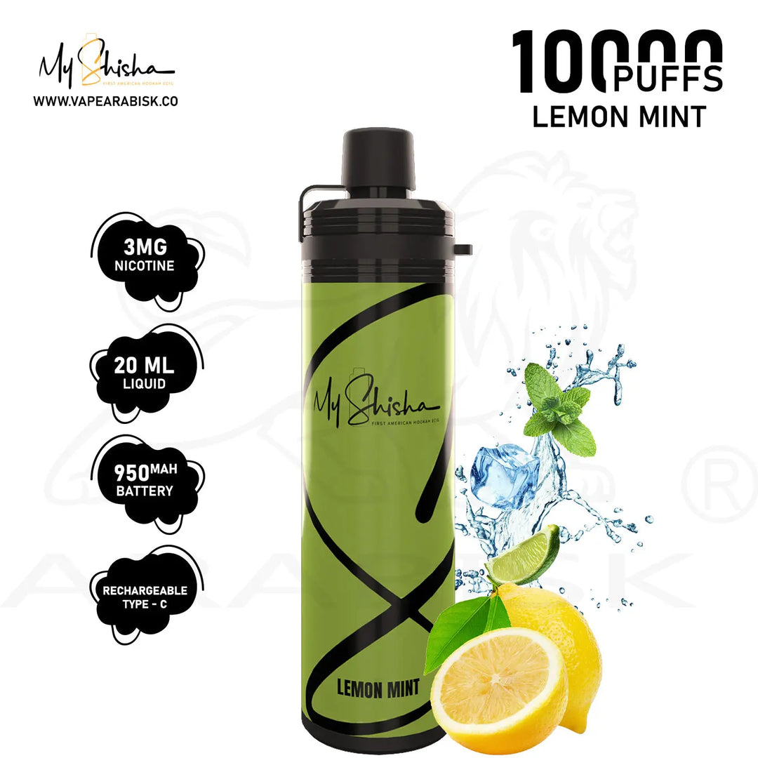 MY SHISHA CLASSIC 10000 MTL PUFFS 3MG - LEMON MINT 