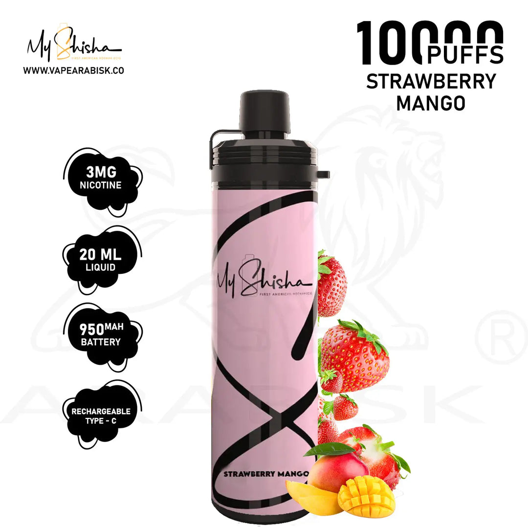 MY SHISHA CLASSIC 10000 MTL PUFFS 3MG - STRAWBERRY MANGO 