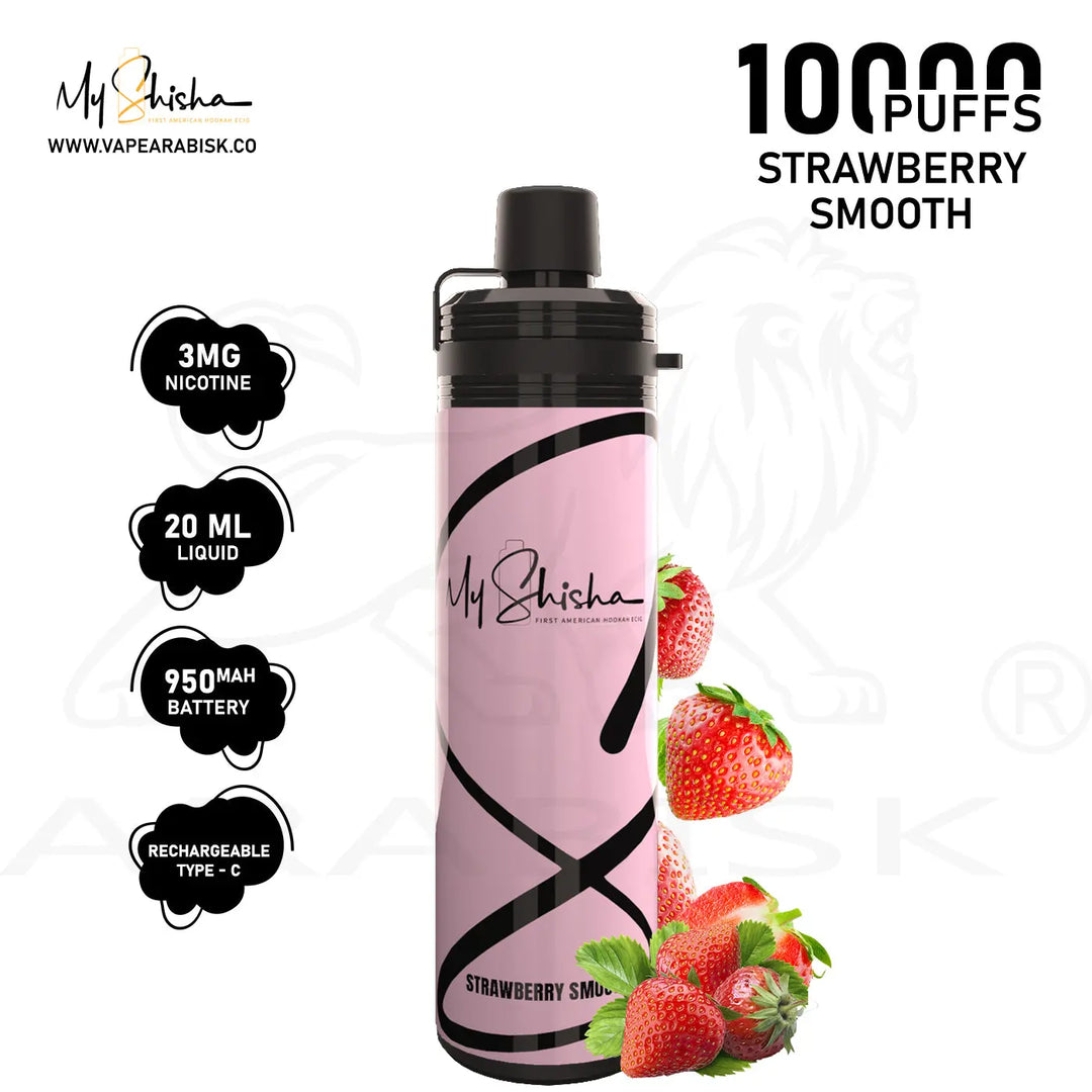 MY SHISHA CLASSIC 10000 MTL PUFFS 3MG - STRAWBERRY SMOOTH 