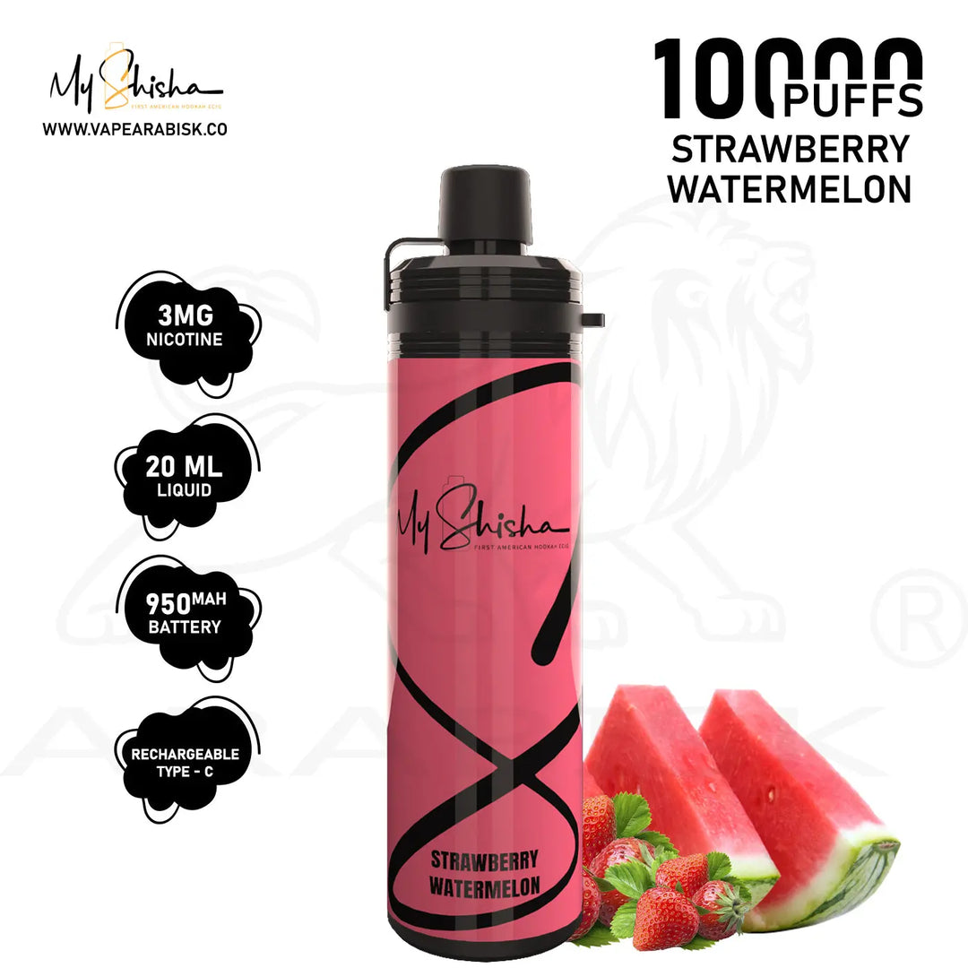 MY SHISHA CLASSIC 10000 MTL PUFFS 3MG - STRAWBERRY WATERMELON 