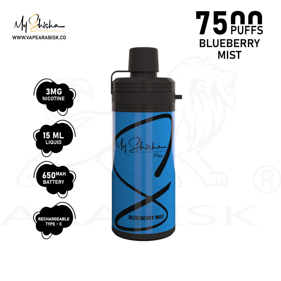 MY SHISHA MINI 7500 MTL PUFFS 3MG - BLUEBERRY MIST My Shisha