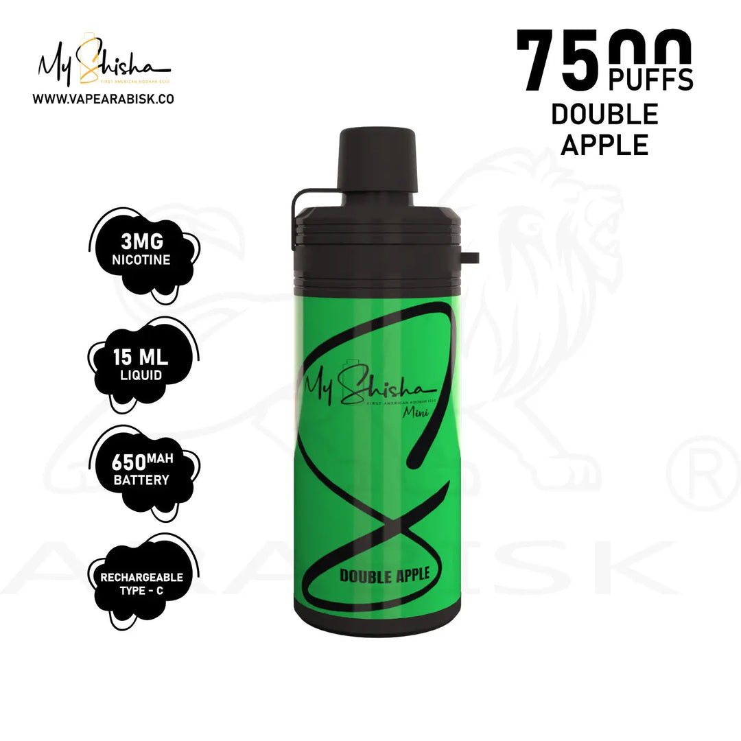 MY SHISHA MINI 7500 MTL PUFFS 3MG - DOUBLE APPLE My Shisha