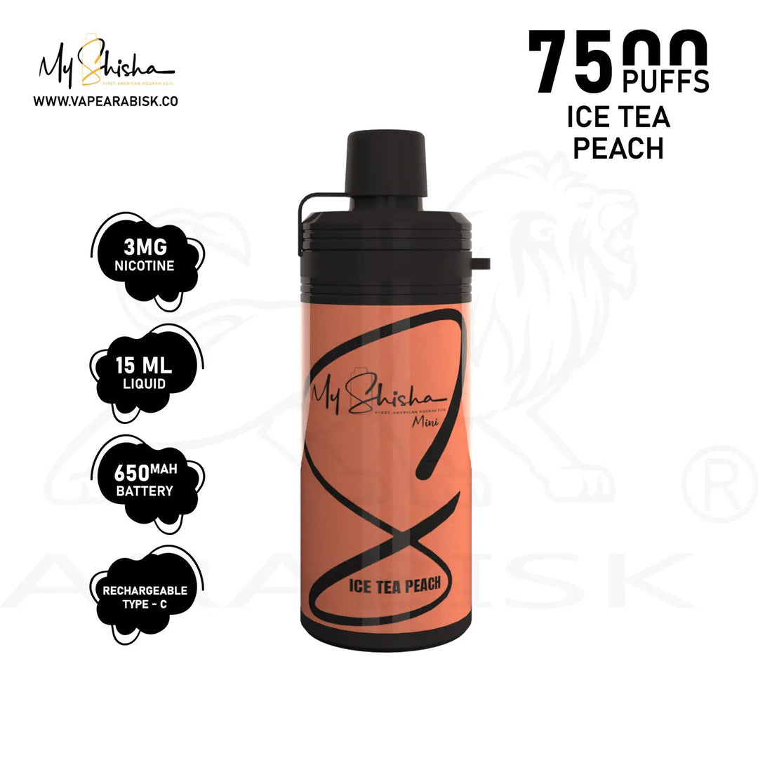 MY SHISHA MINI 7500 MTL PUFFS 3MG - ICE TEA PEACH My Shisha