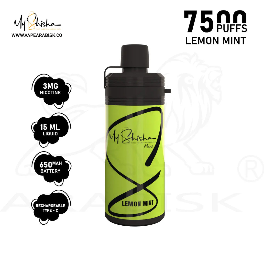 MY SHISHA MINI 7500 MTL PUFFS 3MG - LEMON MINT My Shisha