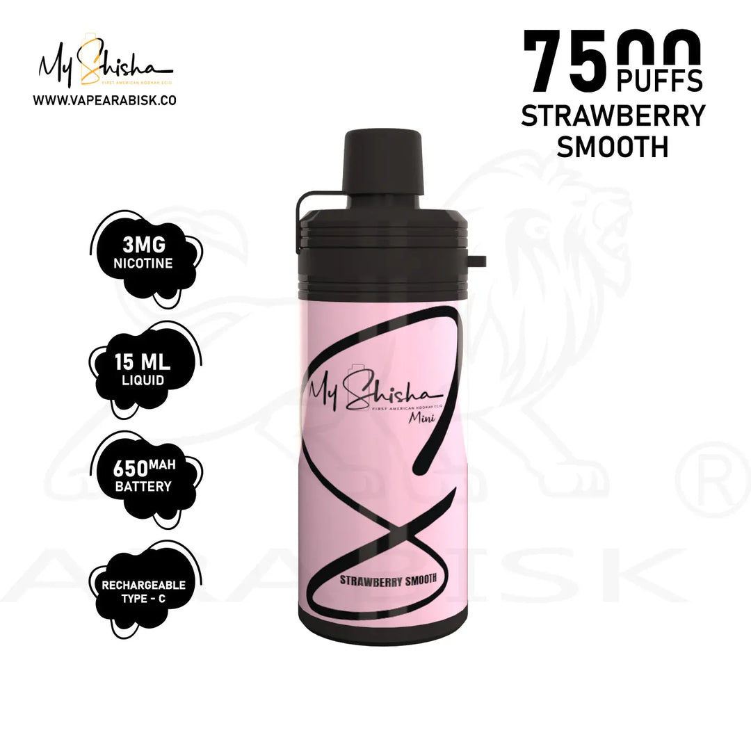 MY SHISHA MINI 7500 MTL PUFFS 3MG - STRAWBERRY SMOOTH My Shisha