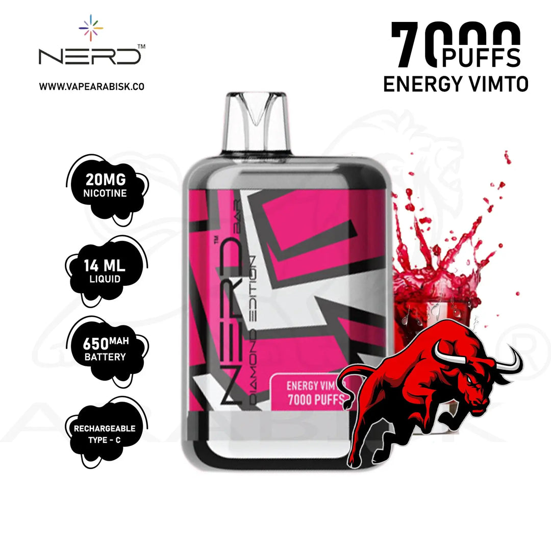 NERD BAR DIAMOND EDITION 7000 PUFFS 20MG - ENERGY VIMTO 