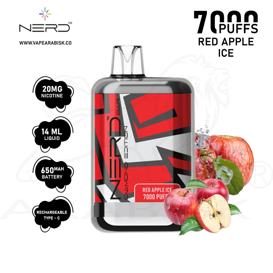 NERD BAR DIAMOND EDITION 7000 PUFFS 20MG - RED APPLE ICE 