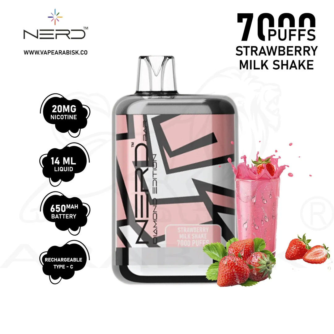 NERD BAR DIAMOND EDITION 7000 PUFFS 20MG - STRAWBERRY MILKSHAKE 