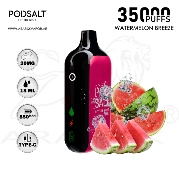 PODSALT 35000 PUFFS 20MG - WATERMELON BREEZE Arabisk Vape PODSALT 35000 PUFFS 20MG - WATERMELON BREEZE Arabisk Vape