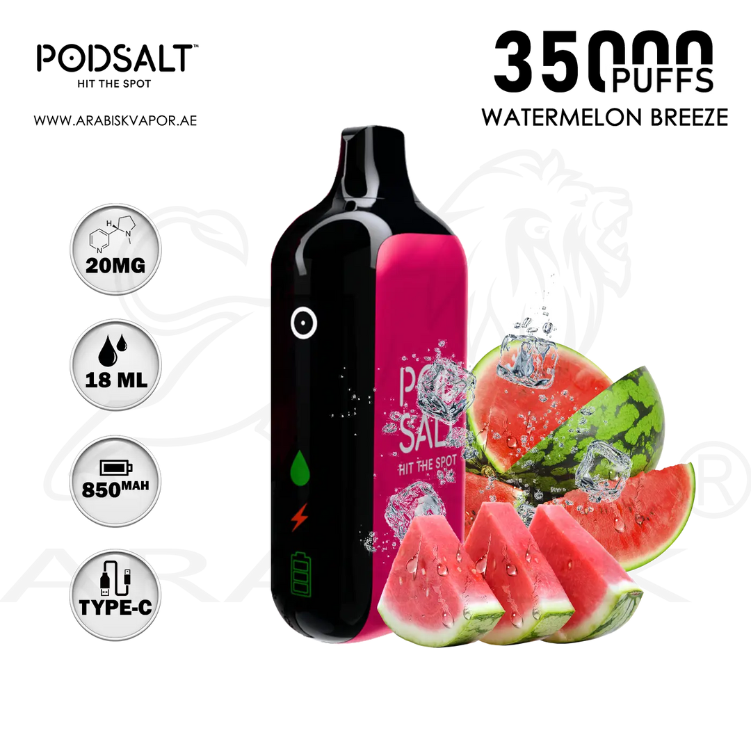 PODSALT 35000 PUFFS 20MG - WATERMELON BREEZE Arabisk Vape PODSALT 35000 PUFFS 20MG - WATERMELON BREEZE Arabisk Vape