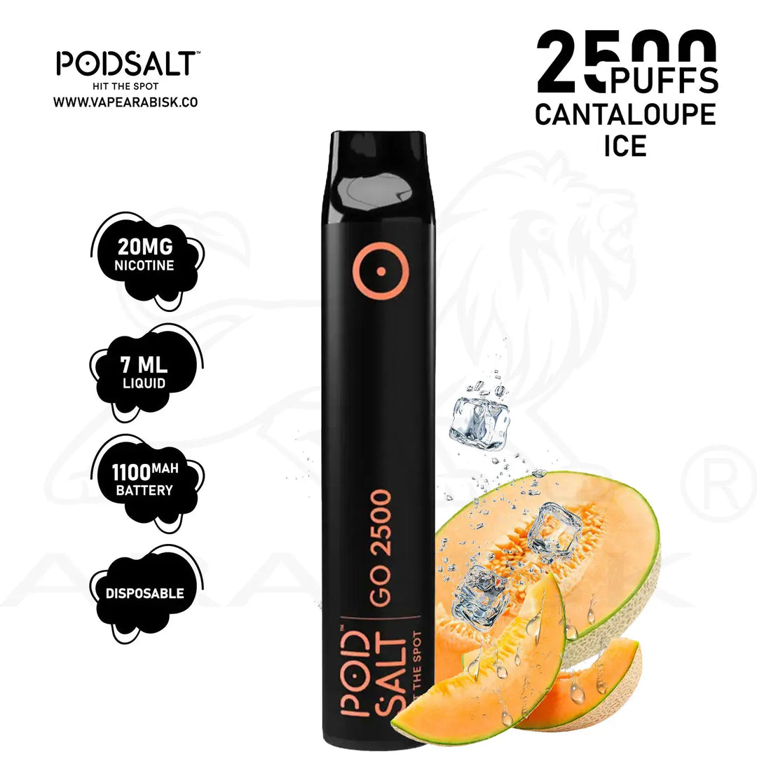 PODSALT GO 2500 PUFFS 20MG - CANTALOUPE ICE 