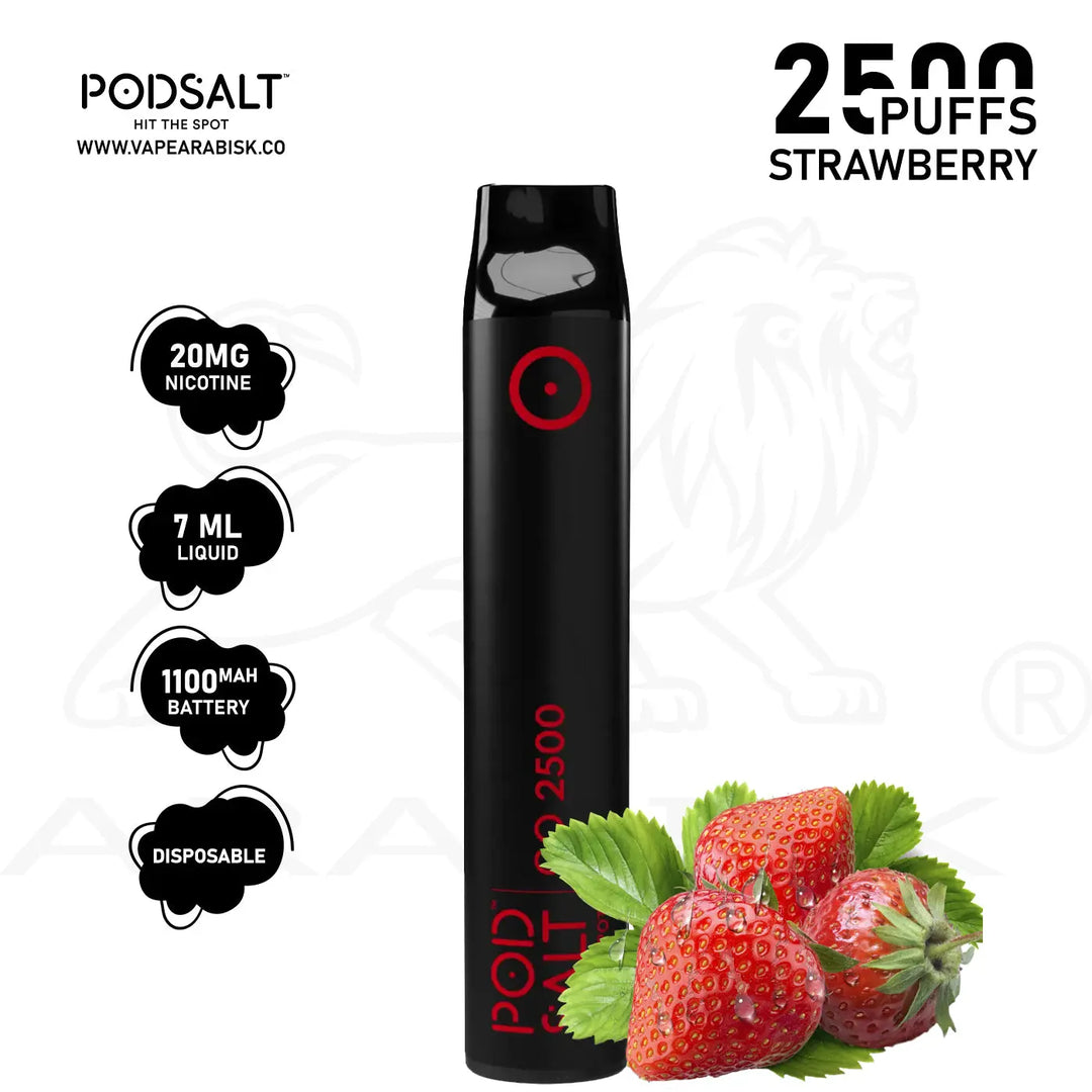 PODSALT GO 2500 PUFFS 20MG - STRAWBERRY 