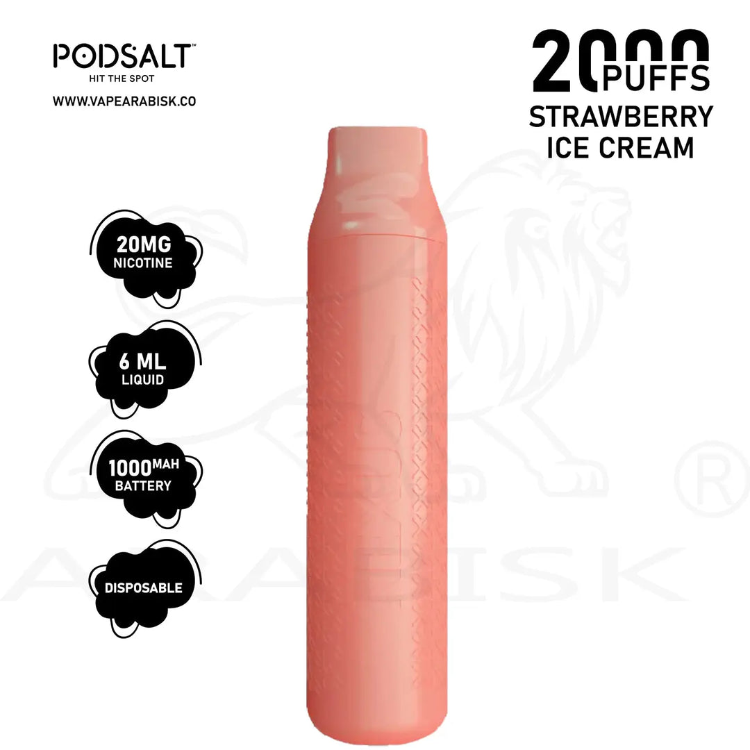 PODSALT NEXUS 2000 PUFFS 20MG - STRAWBERRY ICE CREAM Pod Salt