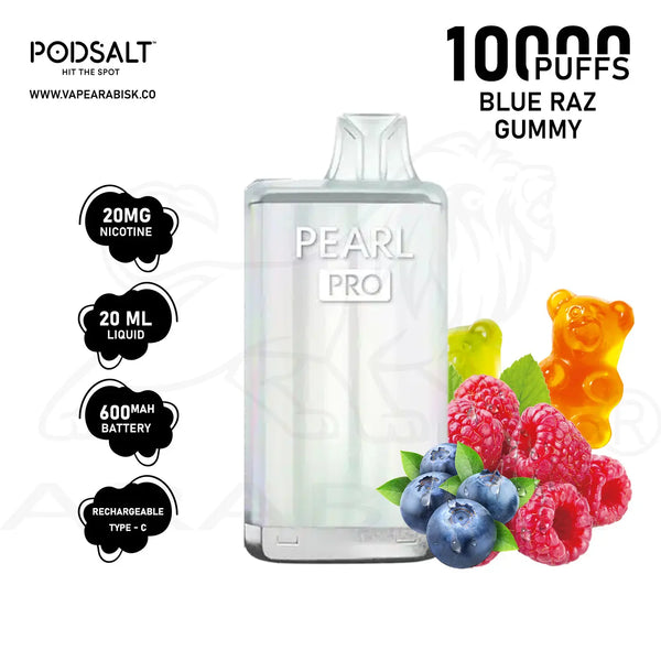 PODSALT PEARL PRO 10000 PUFFS 20MG - BLUE RAZ GUMMY 