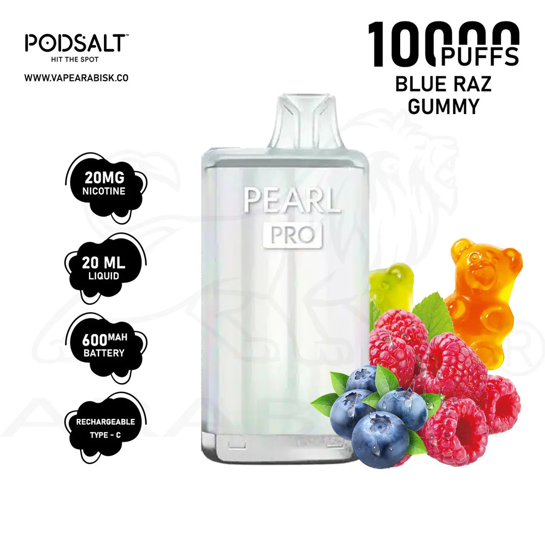 PODSALT PEARL PRO 10000 PUFFS 20MG - BLUE RAZ GUMMY 