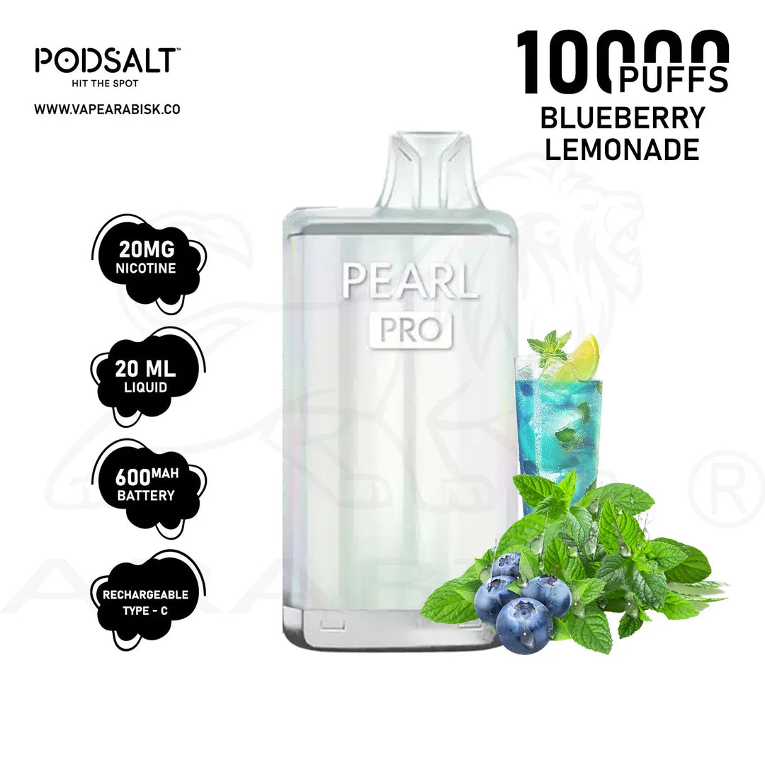 PODSALT PEARL PRO 10000 PUFFS 20MG - BLUEBERRY LEMONADE 