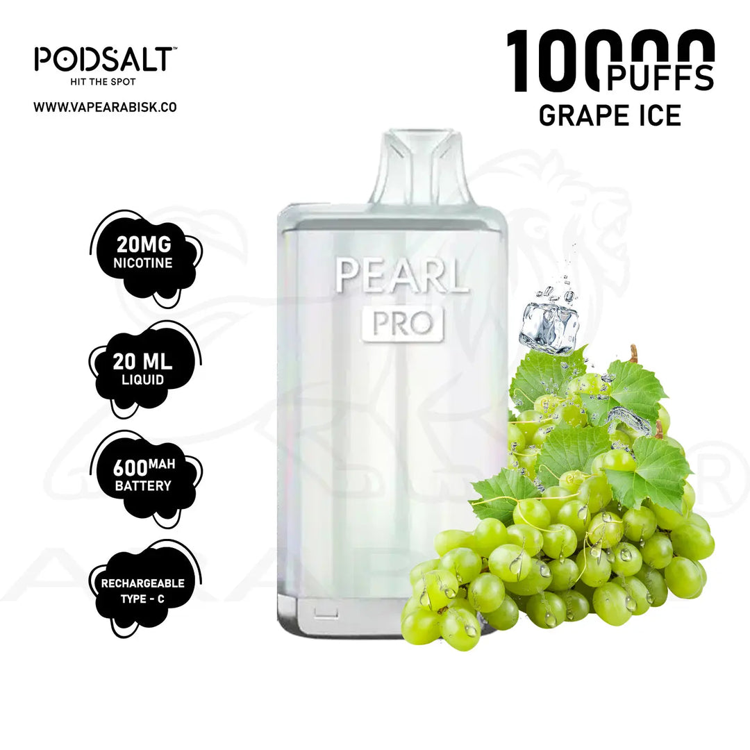 PODSALT PEARL PRO 10000 PUFFS 20MG - GRAPE ICE 