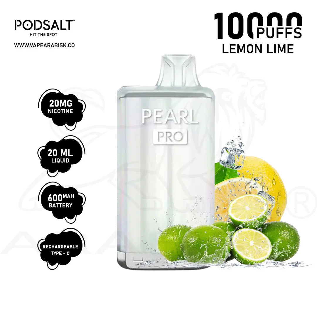 PODSALT PEARL PRO 10000 PUFFS 20MG - LEMON LIME 