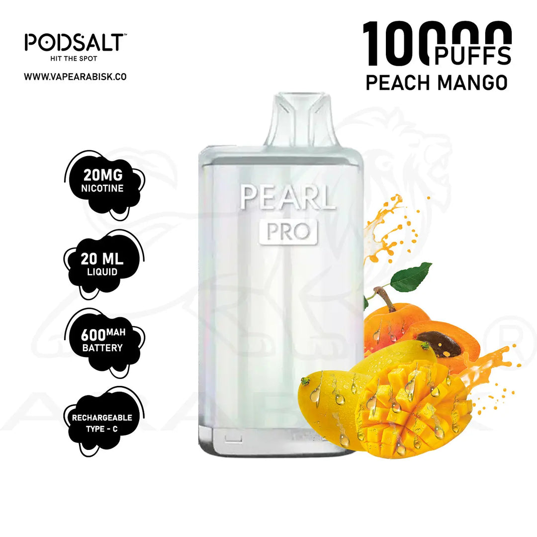 PODSALT PEARL PRO 10000 PUFFS 20MG - PEACH MANGO 