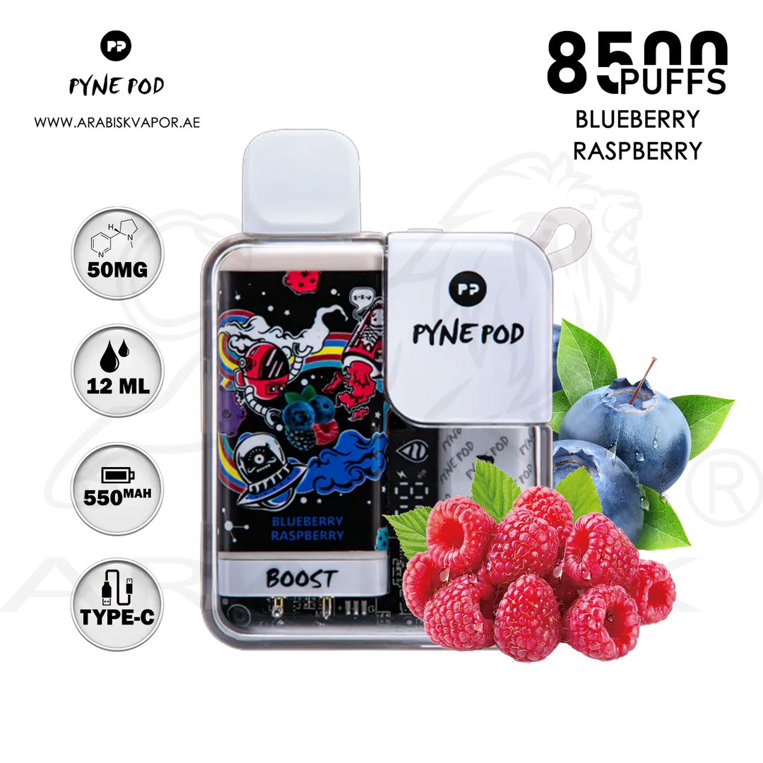 Buy PYNE POD 8500 PUFFS 50MG in Blueberry Raspberry Flavor | Disposable Device Arabisk Vape Buy PYNE POD 8500 PUFFS 50MG in Blueberry Raspberry Flavor | Disposable Device Arabisk Vape