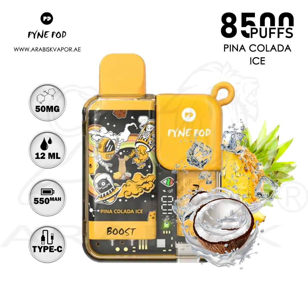 Buy PYNE POD 8500 PUFFS 50MG in PIna Colada Ice Flavor | Disposable Device Arabisk Vape Buy PYNE POD 8500 PUFFS 50MG in PIna Colada Ice Flavor | Disposable Device Arabisk Vape