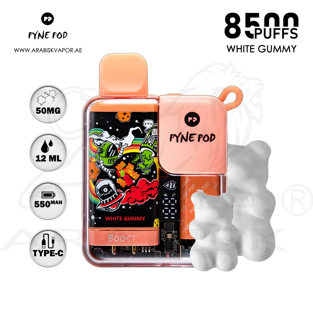 Buy PYNE POD 8500 PUFFS 50MG in White Gummy Flavor | Disposable Device Arabisk Vape Buy PYNE POD 8500 PUFFS 50MG in White Gummy Flavor | Disposable Device Arabisk Vape