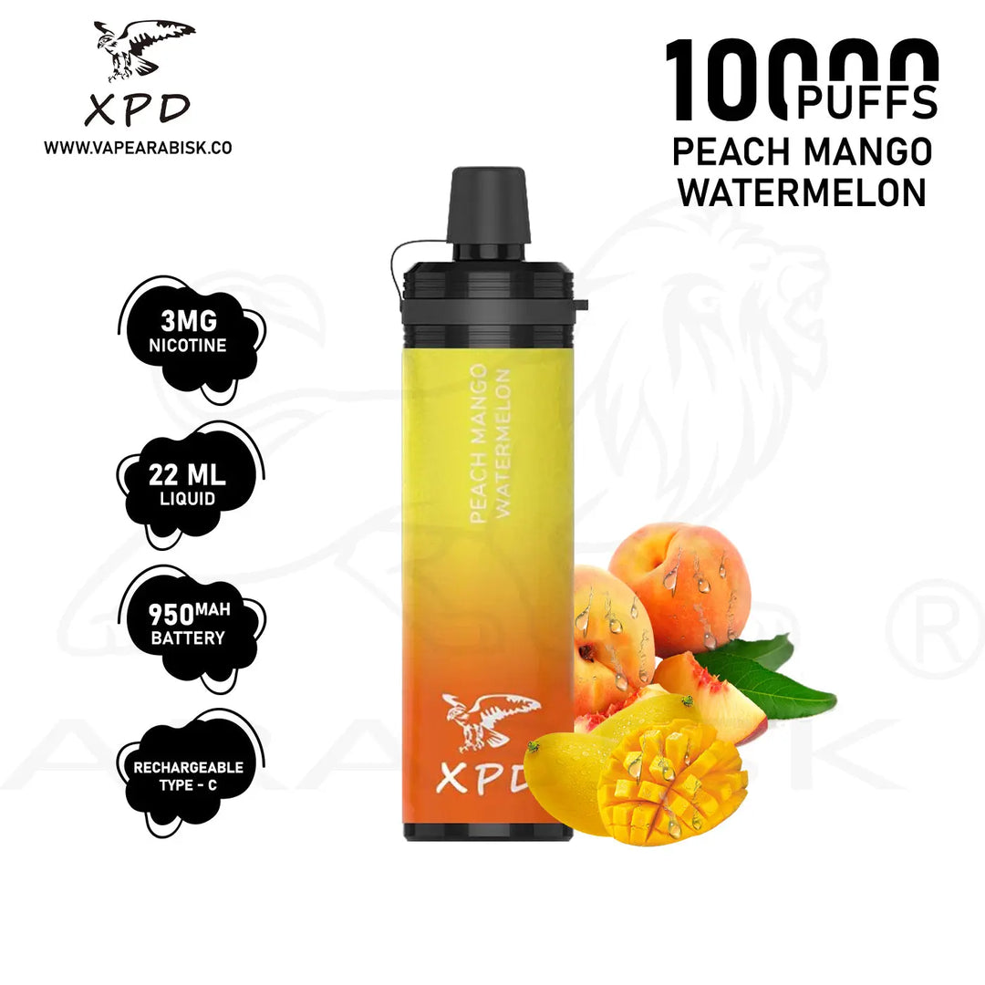 R-SHISHA XPD BAR 10000 PUFFS 3MG - PEACH MANGO WATERMELON 